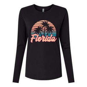 Retro Palm Trees Tropical Summer Vibes Florida Womens Cotton Relaxed Long Sleeve T-Shirt