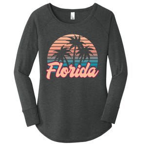 Retro Palm Trees Tropical Summer Vibes Florida Women's Perfect Tri Tunic Long Sleeve Shirt