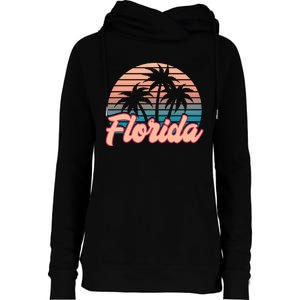 Retro Palm Trees Tropical Summer Vibes Florida Womens Funnel Neck Pullover Hood