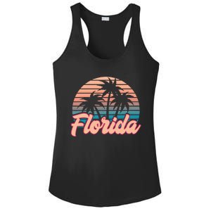 Retro Palm Trees Tropical Summer Vibes Florida Ladies PosiCharge Competitor Racerback Tank