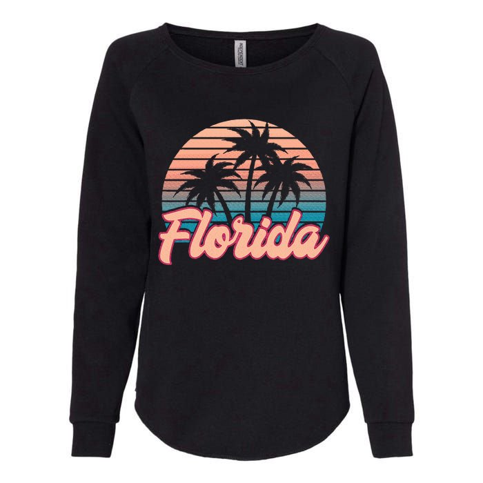 Retro Palm Trees Tropical Summer Vibes Florida Womens California Wash Sweatshirt