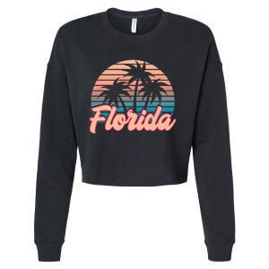 Retro Palm Trees Tropical Summer Vibes Florida Cropped Pullover Crew