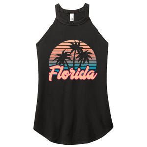 Retro Palm Trees Tropical Summer Vibes Florida Women's Perfect Tri Rocker Tank