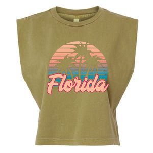 Retro Palm Trees Tropical Summer Vibes Florida Garment-Dyed Women's Muscle Tee