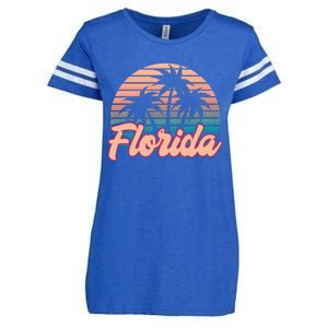 Retro Palm Trees Tropical Summer Vibes Florida Enza Ladies Jersey Football T-Shirt