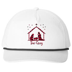 Red Plaid True Story Of Jesus Birth Christmas Nativity Gift Snapback Five-Panel Rope Hat