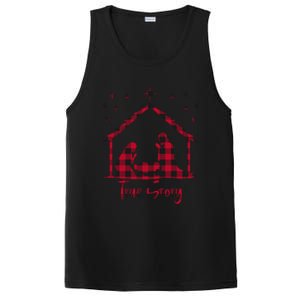 Red Plaid True Story Of Jesus Birth Christmas Nativity Gift PosiCharge Competitor Tank