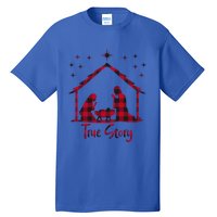 Red Plaid True Story Of Jesus Birth Christmas Nativity Gift Tall T-Shirt