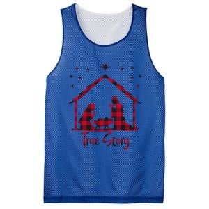 Red Plaid True Story Of Jesus Birth Christmas Nativity Gift Mesh Reversible Basketball Jersey Tank