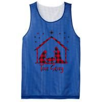 Red Plaid True Story Of Jesus Birth Christmas Nativity Gift Mesh Reversible Basketball Jersey Tank