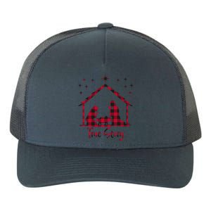 Red Plaid True Story Of Jesus Birth Christmas Nativity Gift Yupoong Adult 5-Panel Trucker Hat