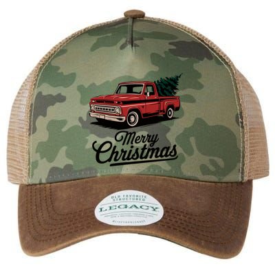 Red Pickup Truck Christmas Tree Vintage Christmas Legacy Tie Dye Trucker Hat