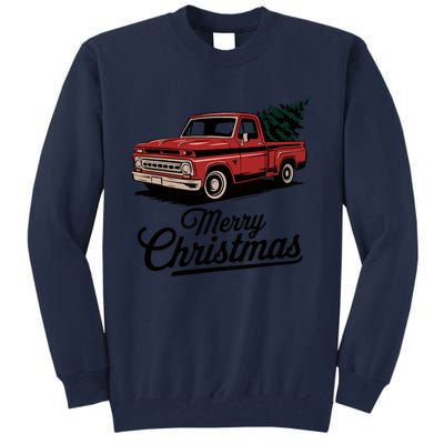 Red Pickup Truck Christmas Tree Vintage Christmas Tall Sweatshirt