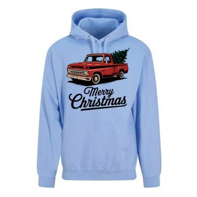 Red Pickup Truck Christmas Tree Vintage Christmas Unisex Surf Hoodie