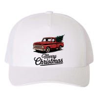 Red Pickup Truck Christmas Tree Vintage Christmas Yupoong Adult 5-Panel Trucker Hat