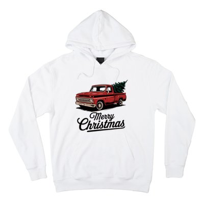 Red Pickup Truck Christmas Tree Vintage Christmas Hoodie