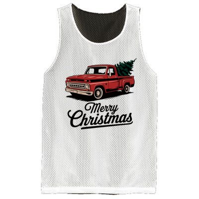 Red Pickup Truck Christmas Tree Vintage Christmas Mesh Reversible Basketball Jersey Tank