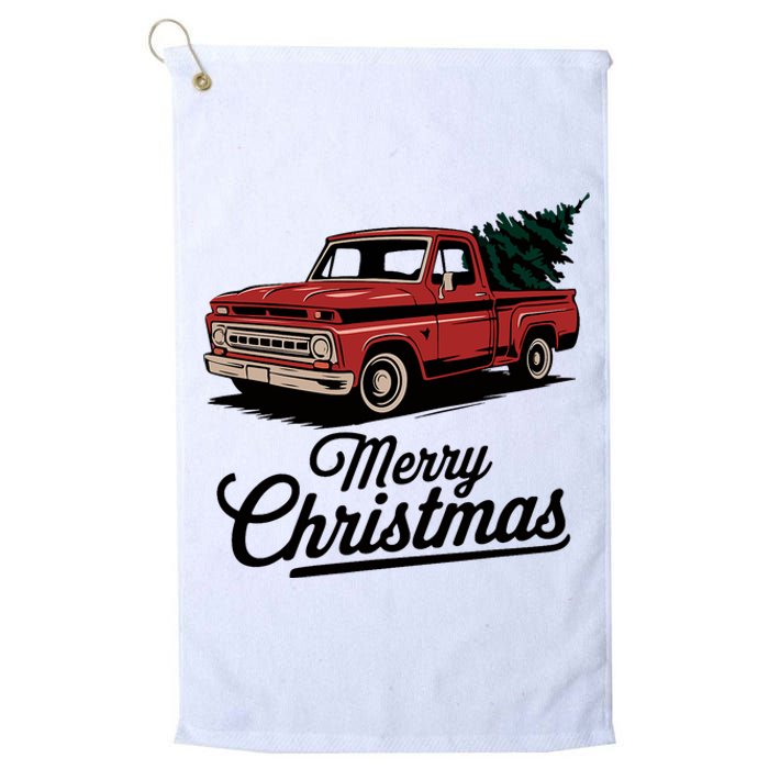 Red Pickup Truck Christmas Tree Vintage Christmas Platinum Collection Golf Towel