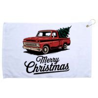 Red Pickup Truck Christmas Tree Vintage Christmas Grommeted Golf Towel