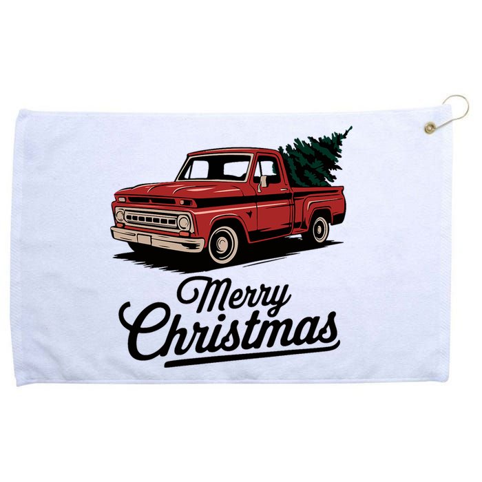 Red Pickup Truck Christmas Tree Vintage Christmas Grommeted Golf Towel