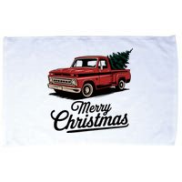 Red Pickup Truck Christmas Tree Vintage Christmas Microfiber Hand Towel