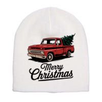 Red Pickup Truck Christmas Tree Vintage Christmas Short Acrylic Beanie