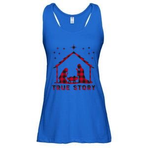 Red Plaid True Story Of Jesus Birth Nativity Christmas Gift Ladies Essential Flowy Tank