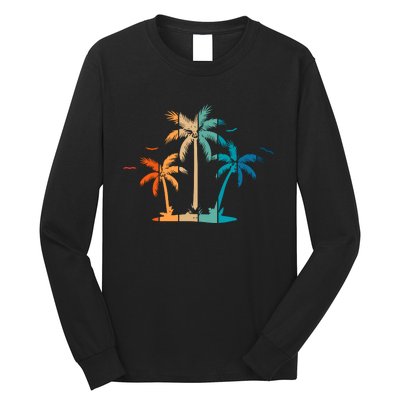 Retro Palm Tree Lover Theme Long Sleeve Shirt