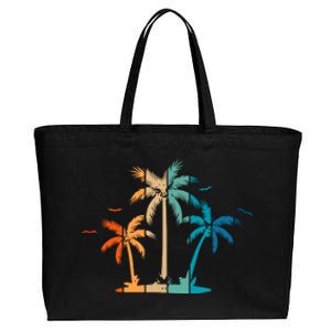 Retro Palm Tree Lover Theme Cotton Canvas Jumbo Tote