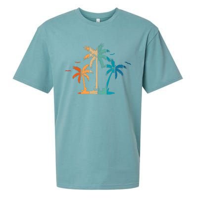 Retro Palm Tree Lover Theme Sueded Cloud Jersey T-Shirt