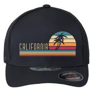 Retro Palm Trees Californian Summer Cali Beach California Flexfit Unipanel Trucker Cap