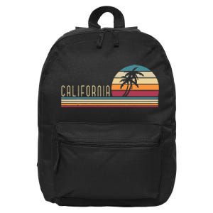 Retro Palm Trees Californian Summer Cali Beach California 16 in Basic Backpack