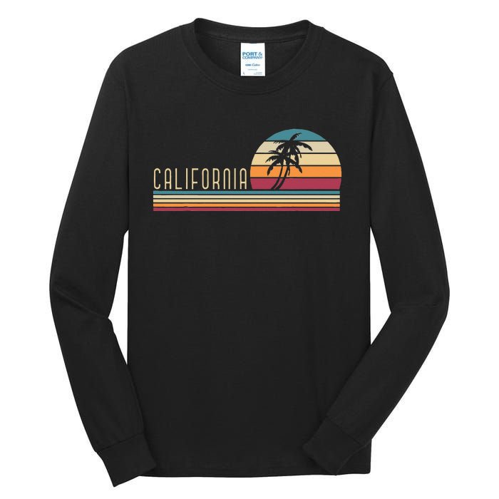 Retro Palm Trees Californian Summer Cali Beach California Tall Long Sleeve T-Shirt