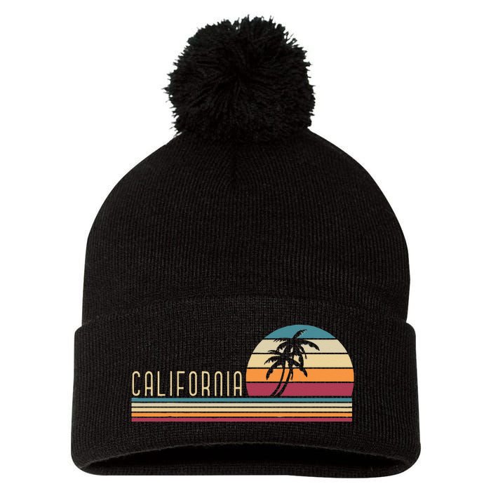 Retro Palm Trees Californian Summer Cali Beach California Pom Pom 12in Knit Beanie