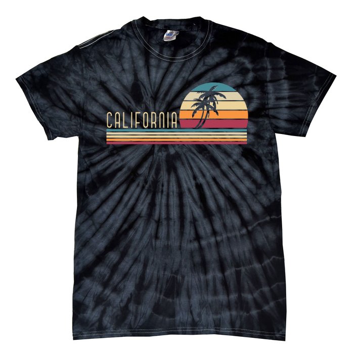 Retro Palm Trees Californian Summer Cali Beach California Tie-Dye T-Shirt