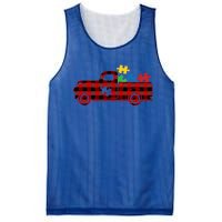 Red Plaid Truck Pickup Autism Puzzle Pieces Autism Awareness Meaningful Gift Mesh Reversible Basketball Jersey Tank