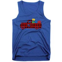 Red Plaid Truck Pickup Autism Puzzle Pieces Autism Awareness Meaningful Gift Tank Top