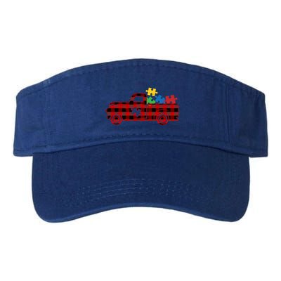 Red Plaid Truck Pickup Autism Puzzle Pieces Autism Awareness Meaningful Gift Visor