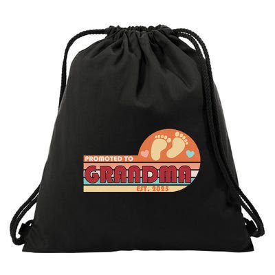 Retro Promoted To Grandma Established 2025 Drawstring Bag