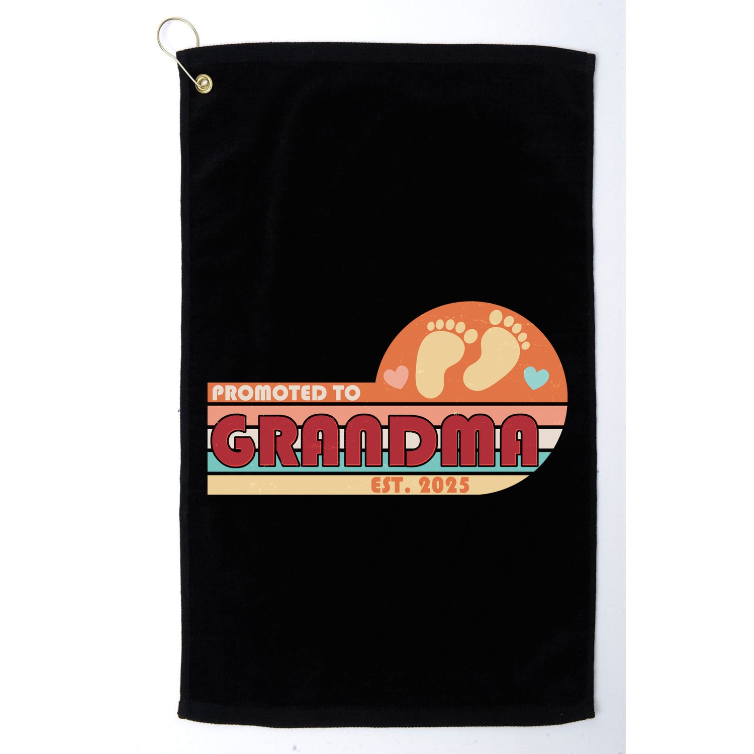 Retro Promoted To Grandma Established 2025 Golf Towel