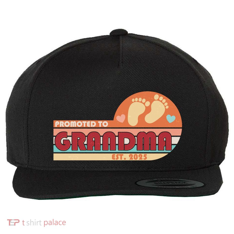 Retro Promoted To Grandma Established 2025 Wool Snapback Cap