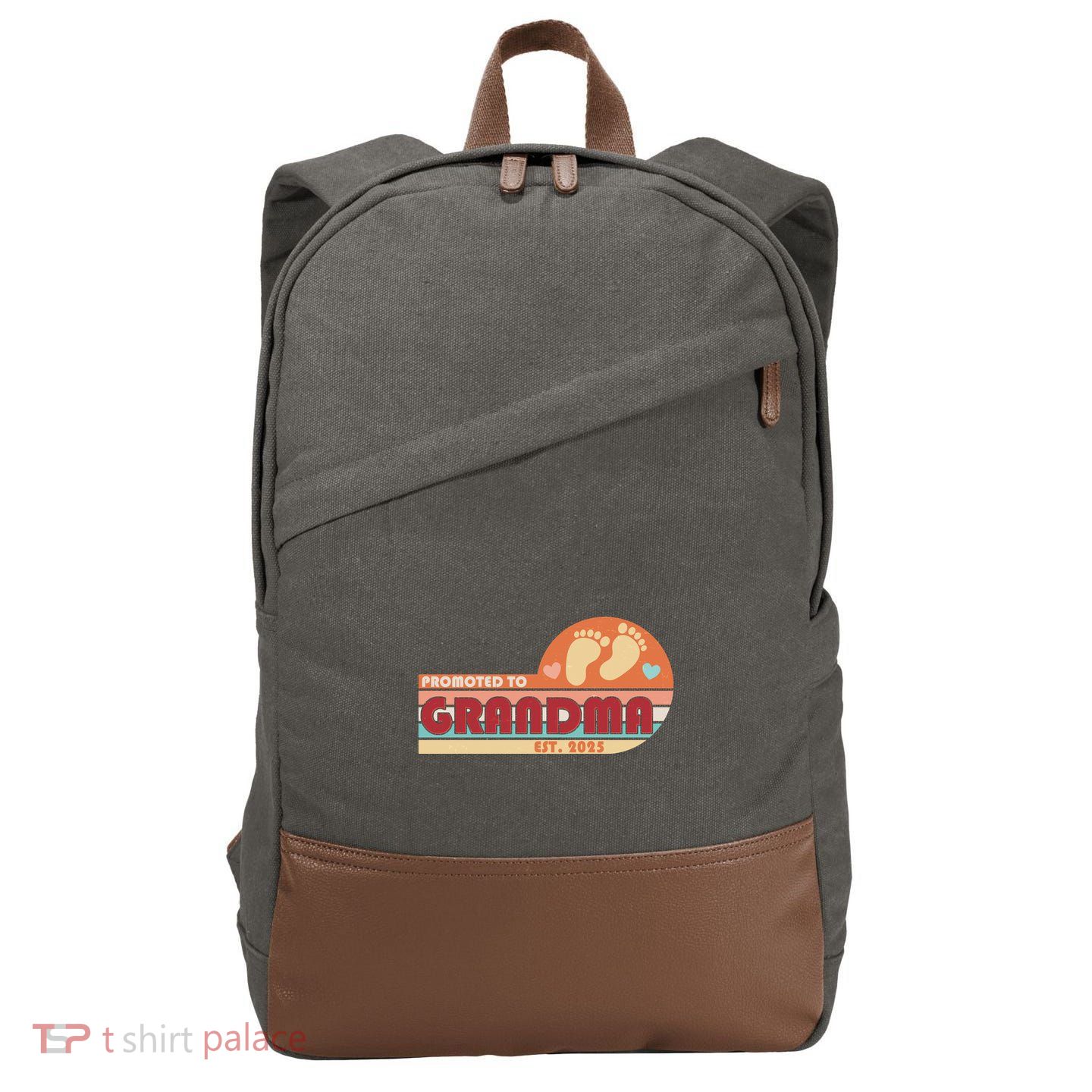 Retro Promoted To Grandma Established 2025 Cotton Canvas Backpack