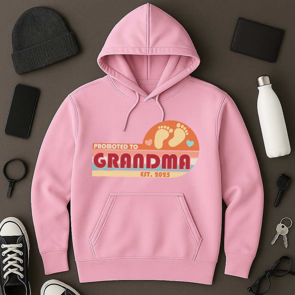 Retro Promoted To Grandma Established 2025 Hoodie