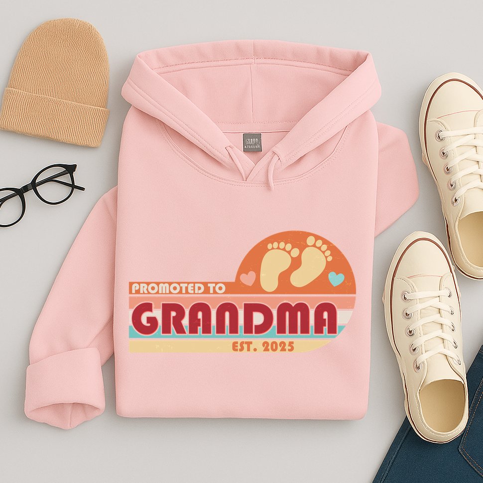 Retro Promoted To Grandma Established 2025 Hoodie