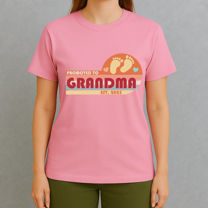 Retro Promoted To Grandma Established 2025 T-Shirt