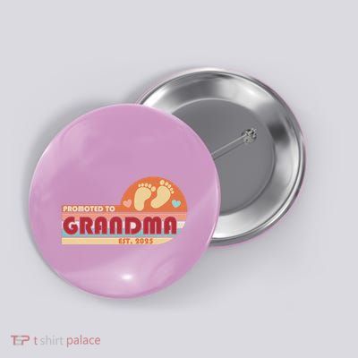 Retro Promoted To Grandma Established 2025 Button