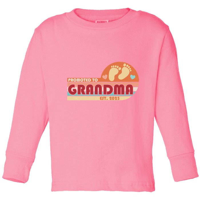 Retro Promoted To Grandma Established 2025 Toddler Long Sleeve Shirt