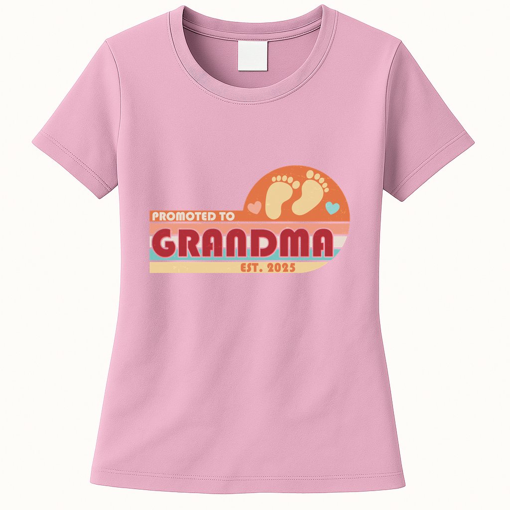 Retro Promoted To Grandma Established 2025 Womens T-Shirt