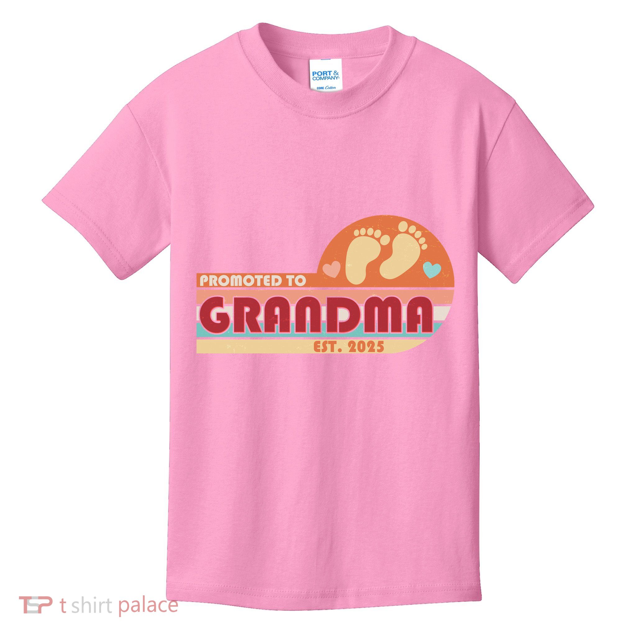 Retro Promoted To Grandma Established 2025 Kids T-Shirt