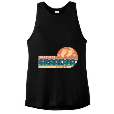 Retro Promoted To Grandpa Established 2025 Ladies PosiCharge Tri-Blend Wicking Tank